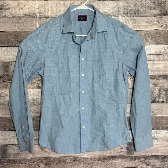 UNTUCKit Mens Slim Fit Shirt Medium Blue Checkered Preppy Classic Button Up - Picture 1 of 8